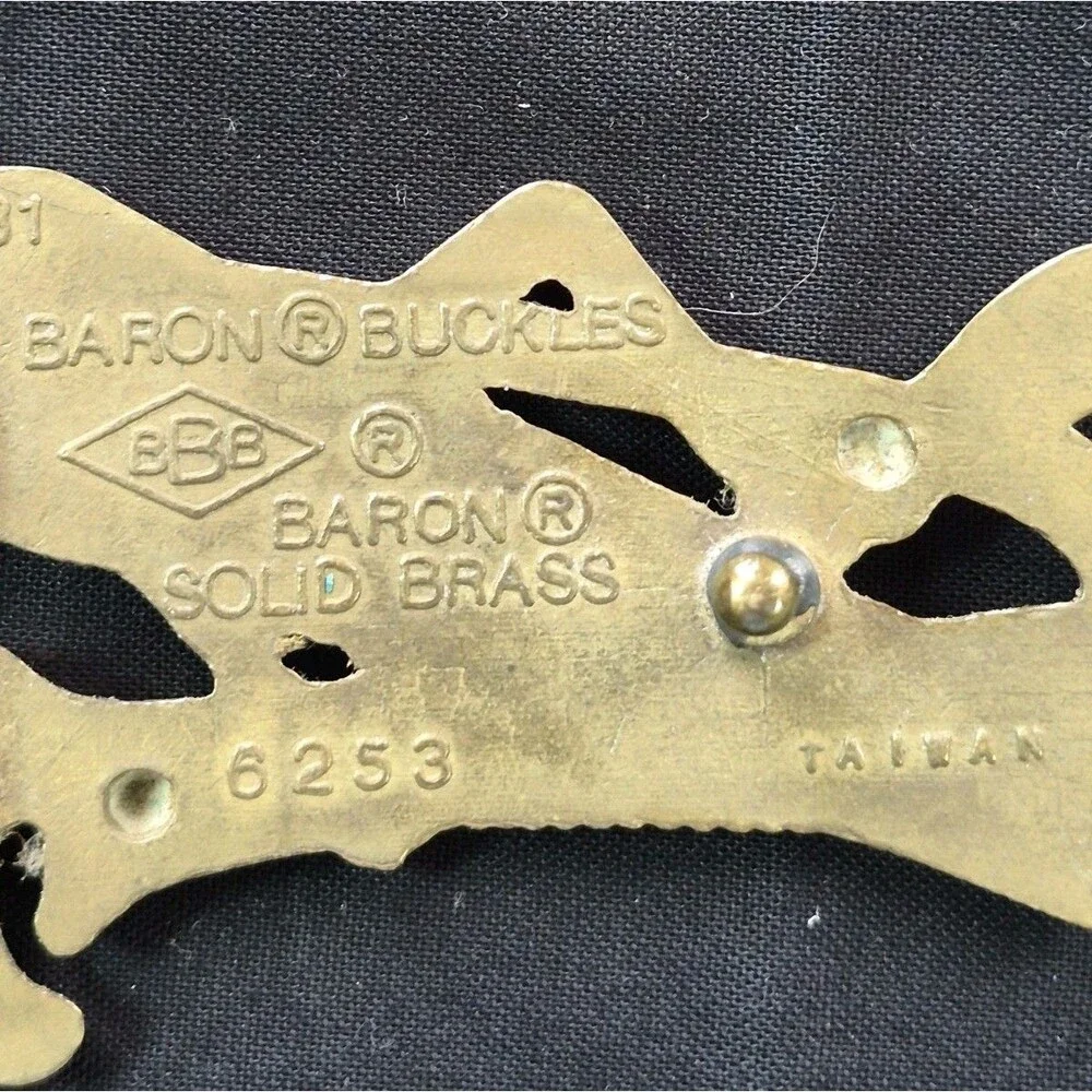 Vintage 1981 Baron Buckles Carpentry Belt Buckle Solid Brass Saws